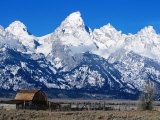 Buy Old Farm with Snowy Tetons Backdrop, Grand Teton National Park, U.S.A. at AllPosters.com