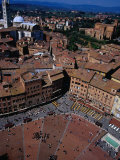 Aerial View of Square from Top of Torre Del Mangia Siena, Tuscany, Italy