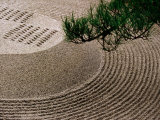 Raked Gravel Zen Garden at Eikando Temple, Kyoto, Japan