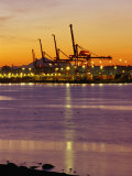 Buy Cranes Unloading Cargo at Burrard Inlet at Dawn, Vancouver, Canada at AllPosters.com