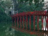 Buy Huc Bridge Reflected in Still Waters of Hoan Kiem Lake, Hanoi, Vietnam at AllPosters.com