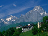 Village of Lescun Near Route De Somport with Mountain Peaks in Distance, Midi-Pyrenees, France