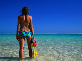 Buy Woman Standing in Turquoise Bay, Ningaloo Marine Park, Australia at AllPosters.com