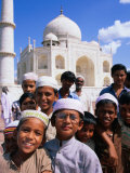 Buy Group of Boys with Taj Mahal in Background, Looking at Camera, Agra, India at AllPosters.com