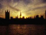 Houses of Parliament Silhouetted at Sunset, London, United Kingdom