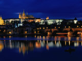 Vltava River at Night from Charles Bridge of Prague Castle, Prague, Czech Republic
