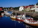 Boats Moored in Channel, Kabelvag, Norway