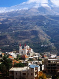 Town with Mountains of Kadisha Valley in Background, Bcharre, Lebanon
