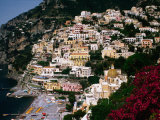Domed Church of Santa Maria Dell'Asunta in Foreground with Village Behind, Positano, Italy