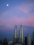 Buy Petronas Twin Towers Under Moonlight at Dusk, Kuala Lumpur, Malaysia at AllPosters.com