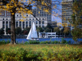 Sailing off the Esplanade on the Charles River, Boston, Massachusetts, USA