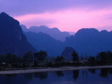 Buy Sunset Over Huge Limestone Rock Formations, Vang Vieng, Vientiane, Laos at AllPosters.com