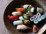 Sushi in a Wooden Bowl, Japan,