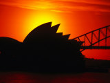 Buy Sydney Opera House and Harbour Bridge at Sunset, Sydney, New South Wales, Australia at AllPosters.com