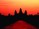 Sunset Over Ancient Temples of Angkor Wat, Angkor, Siem Reap, Cambodia
