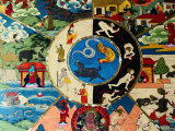Detail of Painting at Entrance to Prayer Hall, Pemayangste Monastery, Pemayangtse, Sikkim, India