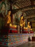 Three Reclining Gold Buddhas and Ornate Decoration in Seonunsa Temple, Jeollabuk-Do, South Korea
