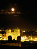 Buy La Catedral on Plaza De Armas with Rising Moon, Cuzco, Peru at AllPosters.com