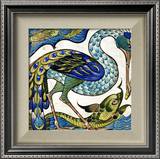 Tile Design of Heron and Fish, by Walter Crane