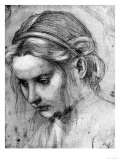 Face of a Woman with Ruffled Hair, Looking Down