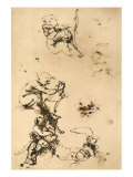 Some Studies for the Madonna with the Cat Pen Drawing on White Paper