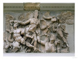 Athena Fighting Gaia's Sons While Gaia Emerges from Below
