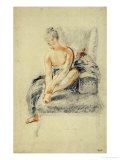 Buy Young Woman, Nude, Holding One Foot in Her Hands, Red and Black Chalk at AllPosters.com