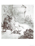 Jonah at the Walls of Niniveh, Mesopotamia, Pen and Brown Ink Drawing