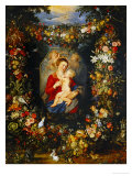 And Jan Brueghel: Mary Virgin and Child with Wreath of Flowers and Fruits