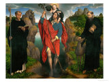 Saint Christopher Carrying the Christ Child, Flanked by Saints Maurus and Gilles