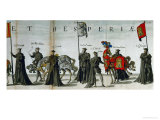 Nobles Lead Riderless Horses in the Funerary Procession Held for Emperor Charles V in Brussels