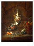 Dead Partridge Hung by One Leg, Bowl with Prunes, and a Basket with Pears, Around 1728