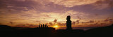 Buy Silhouette of Moai Statues at Dusk, Tahai Archaeological Site, Rano Raraku, Easter Island, Chile at AllPosters.com