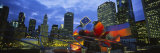 Buildings Lit Up at Night, Millennium Park, Chicago, Illinois, USA