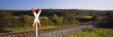 Railroad Crossing Sign near a Railway Track, Germany