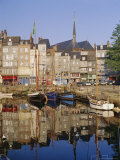 Old Harbour, St. Catherine's Quay and Spire of St. Catherine's Church Behind, Honfleur, France