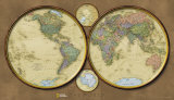 World Map, Hemispheres