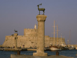 Buy Antelopes on Columns at Entrance to Mandraki Harbour, Rhodes, Dodecanese Islands, Greece at AllPosters.com