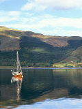 Wooden Yacht on Loch Leven, in Autumn, Glencoe, Highland Region, Scotland, United Kingdom