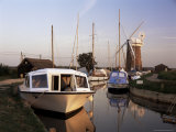 Buy Boats Moored Near Horsey Windmill, Norfolk Broads, Norfolk, England, United Kingdom at AllPosters.com