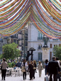 Pedestrian Street with Decorations, Puerta Del Sol, Madrid, Spain