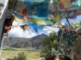 Buy Prayer Flags and View Over Cultivated Fields, Yumbulagung Castle, Tibet, China at AllPosters.com