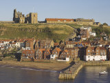 Buy Abbey Ruins, Church, Sandy Beach and Harbour, Whitby, North Yorkshire, Yorkshire at AllPosters.com