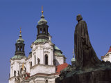 Jan Hus Monument and Church of St. Nicolas, Old Town Square, Prague, Czech Republic