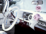 Close-Up of Steering Wheel and Interior of a Pink Cadillac Car