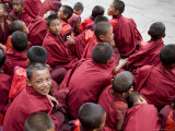 Monks Watching Religious Dances, Buddhist Festival (Tsechu), Trashi Chhoe Dzong, Thimphu, Bhutan