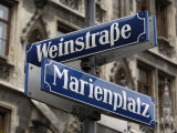 Buy Street Signs for Marienplatz and Weinstrasse, Munich (Munchen), Bavaria (Bayern), Germany at AllPosters.com