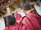 Buddhist Lama Teaching Young Monks, Karchu Dratsang Monastery, Bumthang, Bhutan