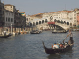 Buy Gondolas on the Grand Canal at the Rialto Bridge, Venice, Unesco World Heritage Site, Veneto, Italy at AllPosters.com