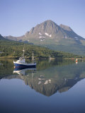 Buy Boat and Mountains Reflected in Tranquil Water, Near Tromso, North Norway, Norway at AllPosters.com